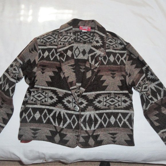 Denim&Co Jackets & Blazers - Jacket Aztec Tribal Woven Denim & Co Sz Med